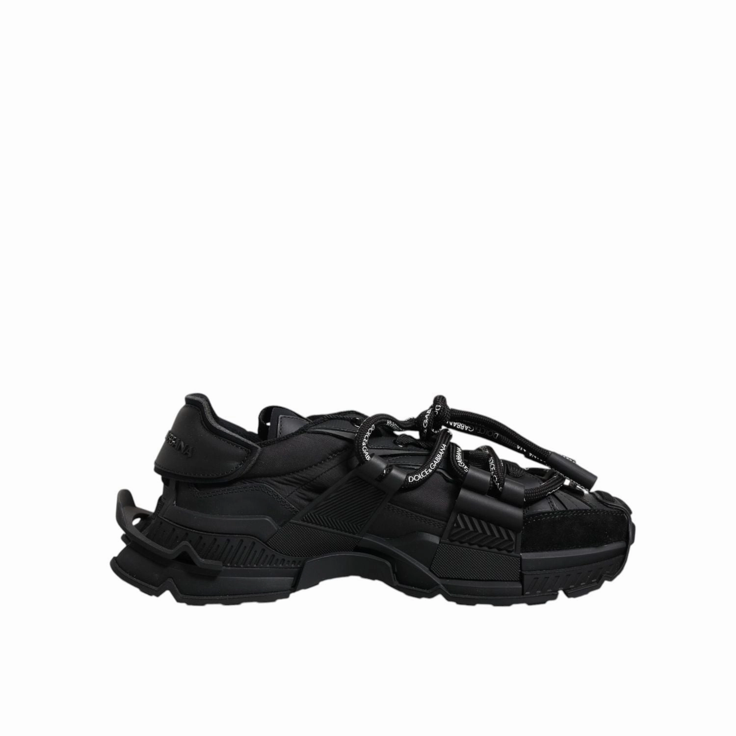 Dolce & Gabbana Black Low Top Space Lace Up Sneakers Shoes Shearling Sneakers