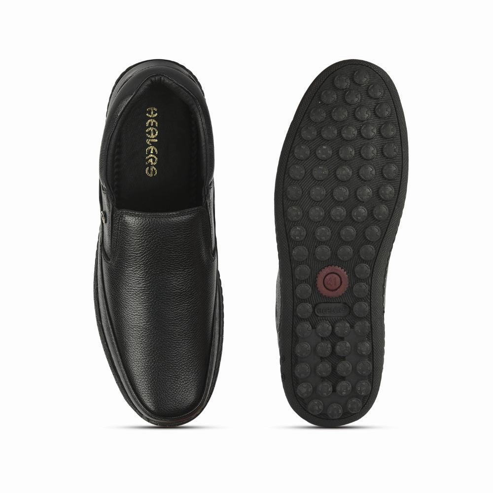 Healers Formal (Black) Non lacing Shoes For Men ER-38 By Liberty Flat Orthopedic Shoes