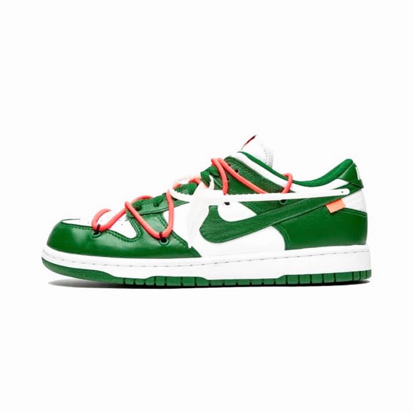 Off White x Nike Dunk Low Leather White Pine Green Asics 3d Shoes