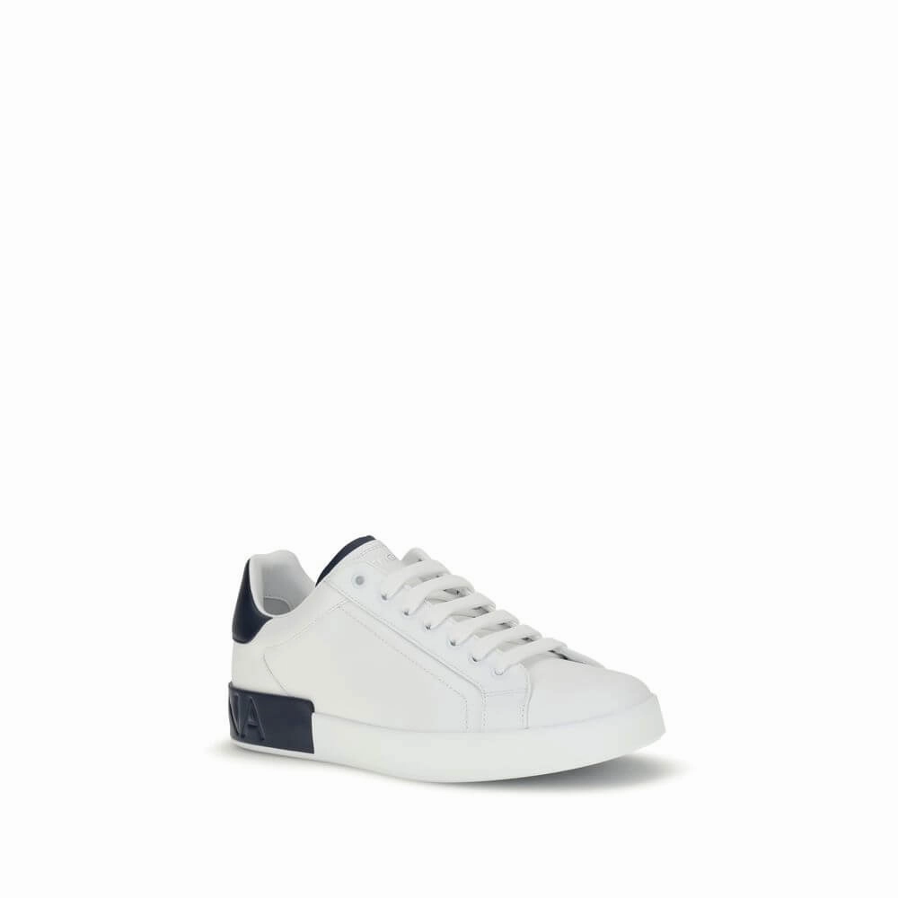 Dolce & Gabbana White Calf Leather Bos Taurus Low Top Sneakers Casual Sporty Shoes