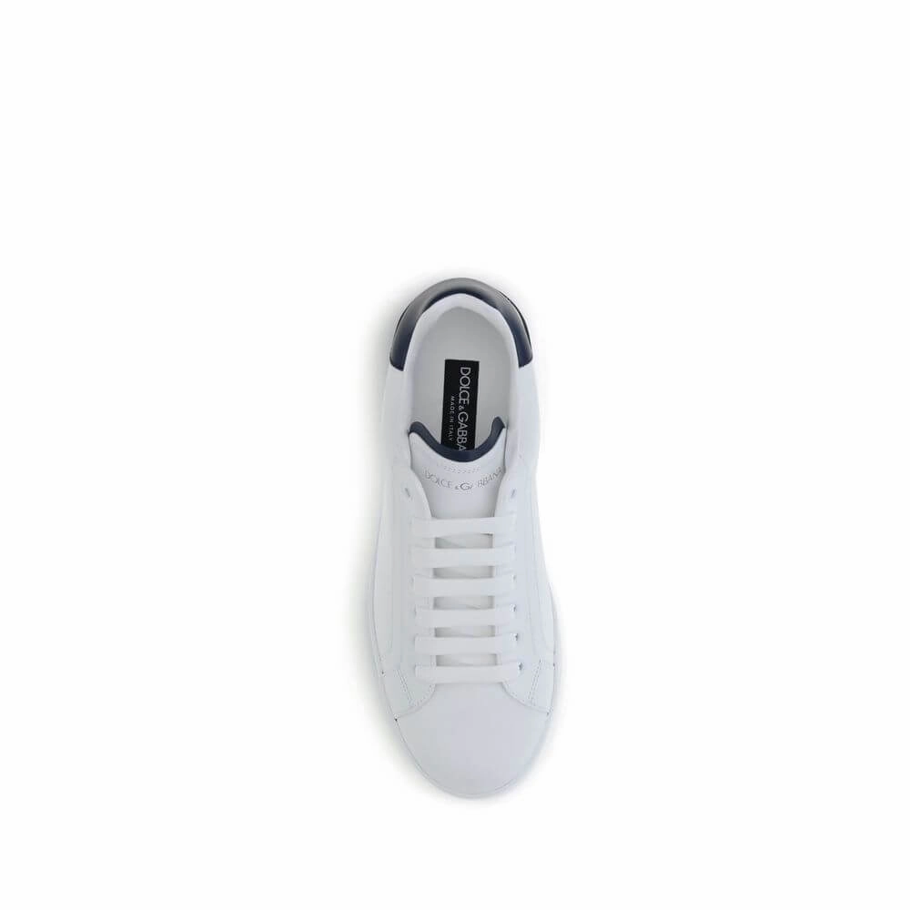 Dolce & Gabbana White Calf Leather Bos Taurus Low Top Sneakers Casual Slip On Shoes With Arch Support