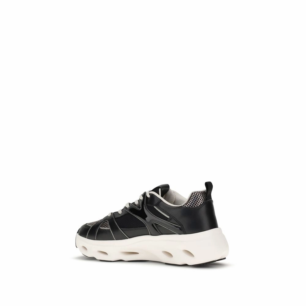 PINKO Black Calf Leather Bos Taurus Chunky Sneakers Rocket Fuel Sneakers