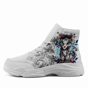 Holiday Gifts,Personalized High-Top Sneakers, Custom Lion and Dragon Design Shoes, Glow at Night Shoes Weight Sneakers