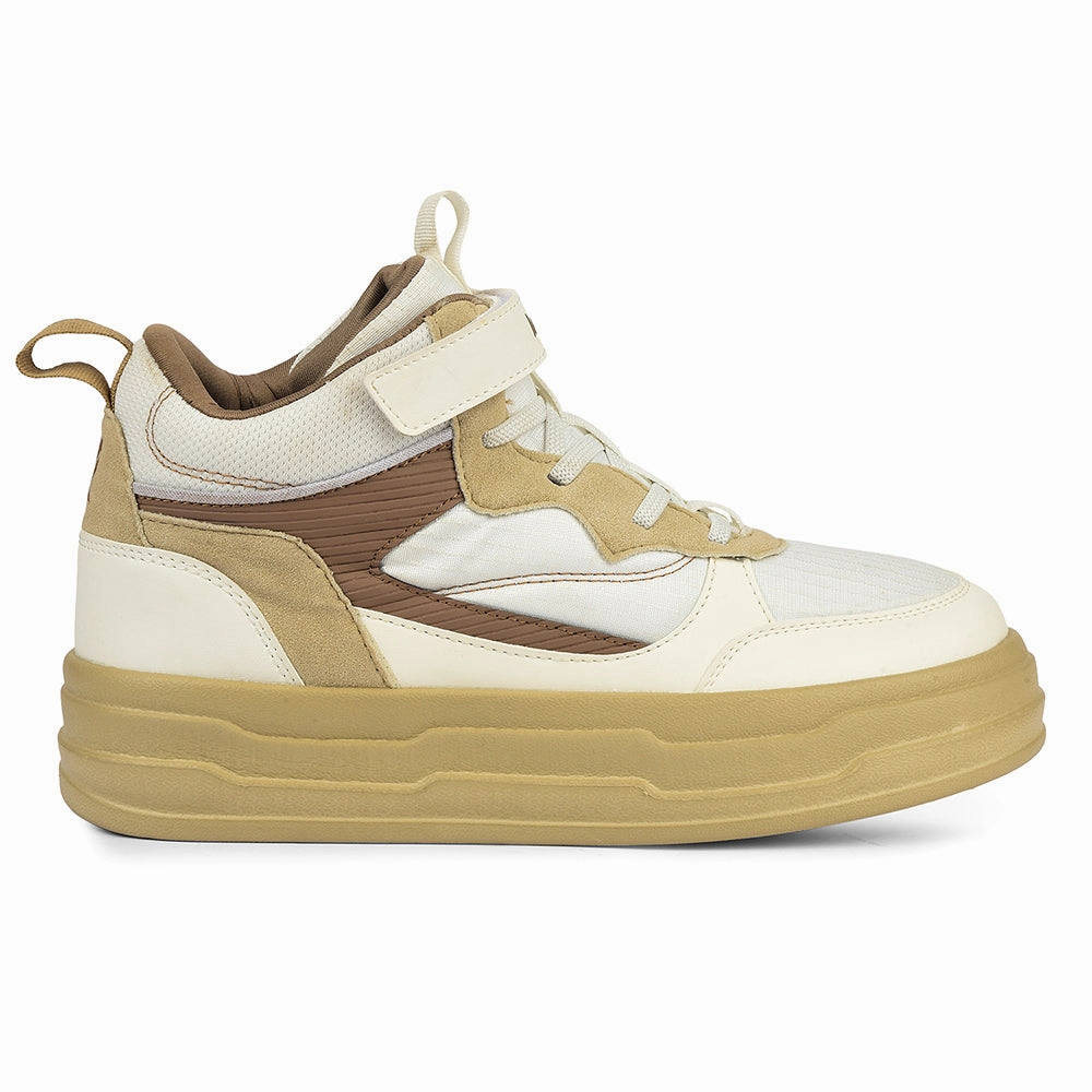 Chinos And Sneakers Leap7x Beige Sporty Casual Lacing Sneakers For Women STYLO-10 By Liberty