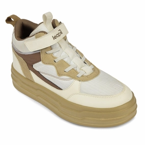 Leap7x Beige Sporty Casual Lacing Sneakers For Women STYLO-10 By Liberty White Wedge Sneakers