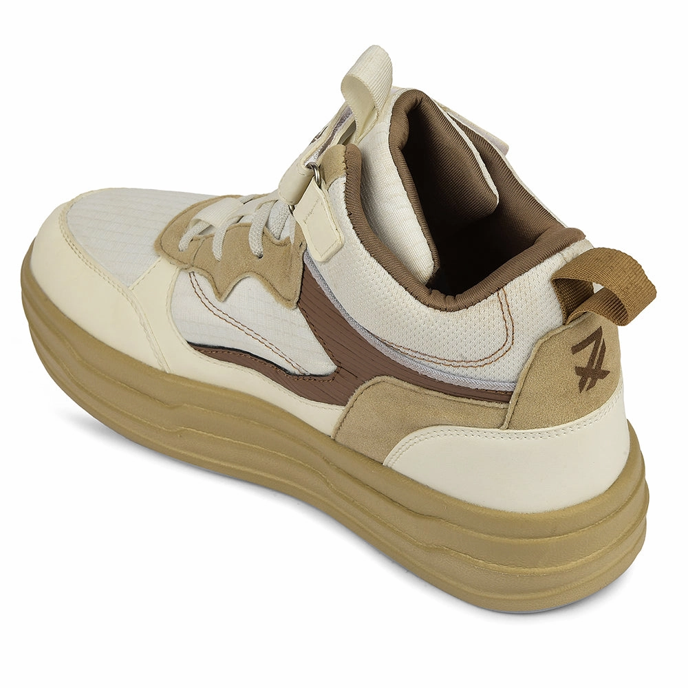 Forte Lounger Sneakers Leap7x Beige Sporty Casual Lacing Sneakers For Women STYLO-10 By Liberty