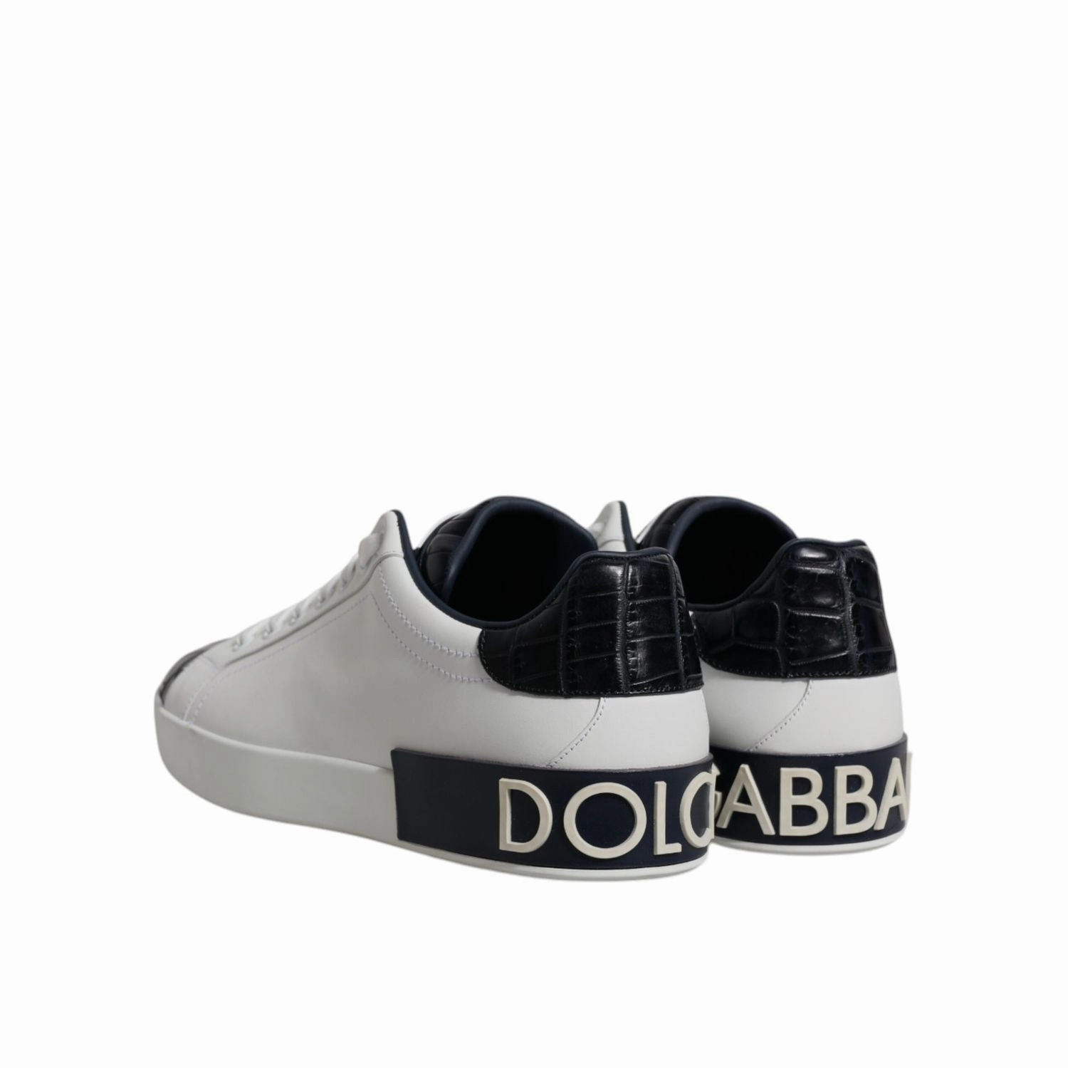 Girls Sneakers Dolce & Gabbana White Black Leather Portofino Sneakers Shoes