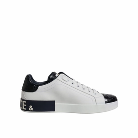 Movie Sneakers Dolce & Gabbana White Black Leather Portofino Sneakers Shoes