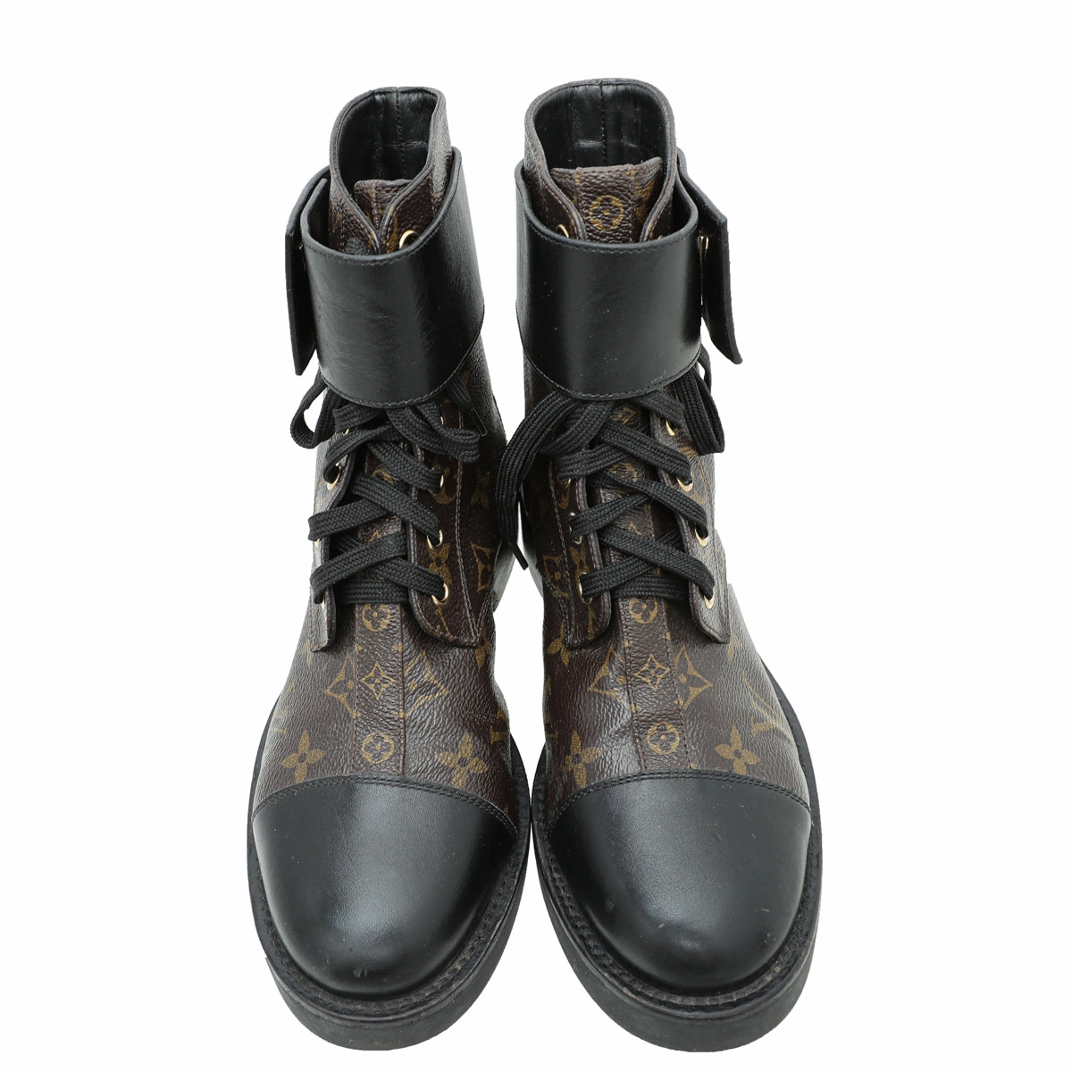 Square Toe Flats Shoes Louis Vuitton Monogram Black Wonderland Flat Ranger Boot 36.5