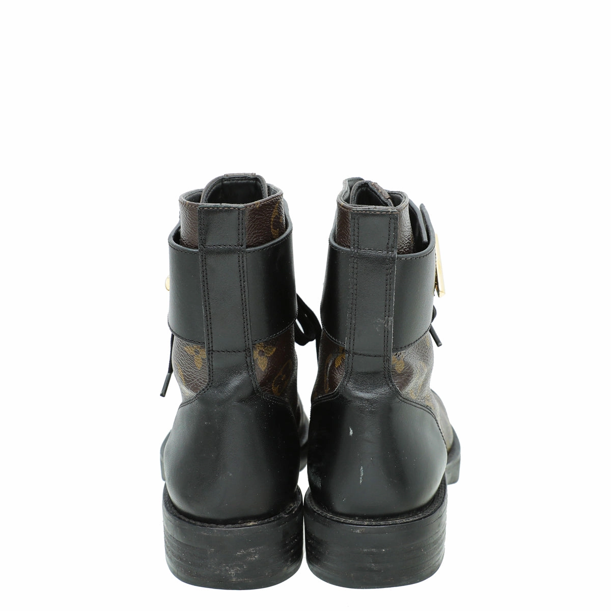 Flat Shoes Foot Pain Louis Vuitton Monogram Black Wonderland Flat Ranger Boot 36.5