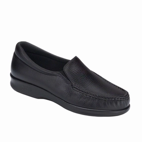 Women's Twin Slip On Loafer Black Satin Flat Wedding Shoes