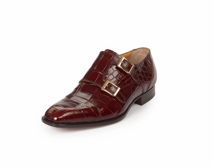 Backless Slip On Loafers Mauri - 4560 Via Spiga Gold All Over Body Alligator Double Monk Strap