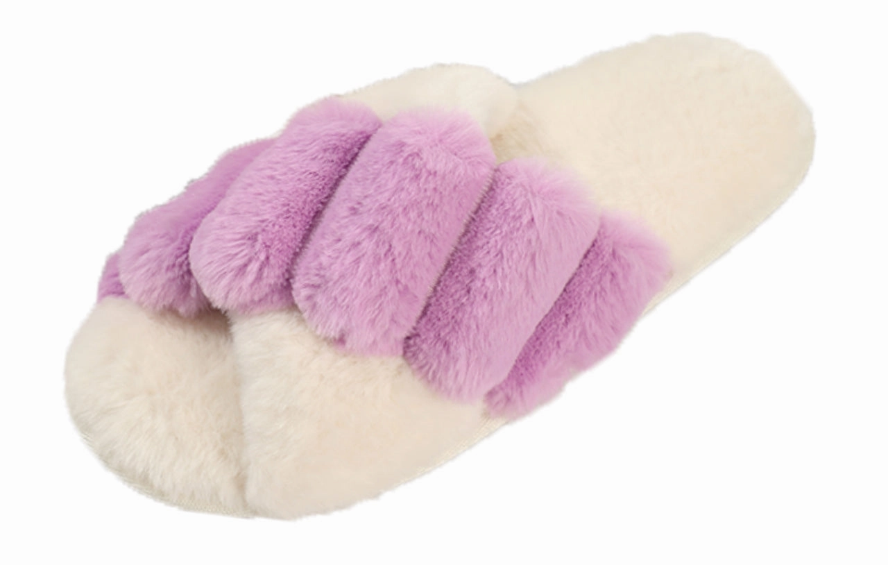 Inviting Faux Fur Slippers for Women - Unique Cotton Stuffing, Comfortable, Warm, Slip-On Winter Indoor Slippers