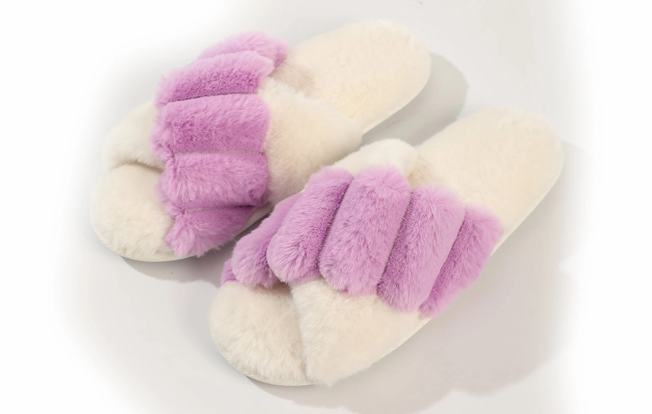 Inviting Faux Fur Slippers for Women - Unique Cotton Stuffing, Comfortable, Warm, Slip-On Best House Slippers