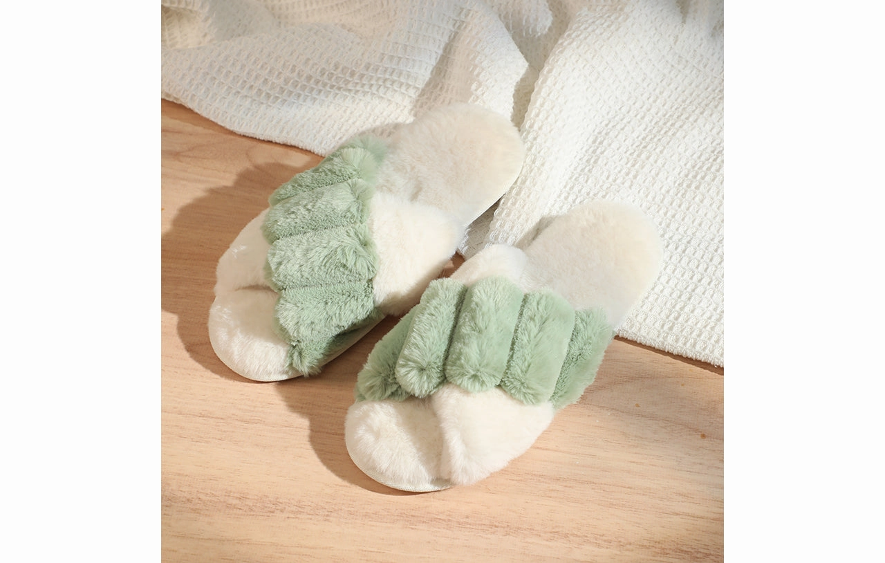 Inviting Faux Fur Slippers for Women - Unique Cotton Stuffing, Comfortable, Warm, Slip-On Unisex-adult Mellow Recovery Slides