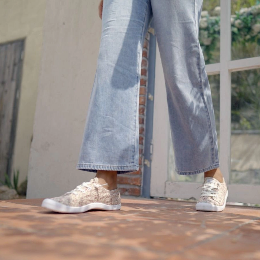 JENN ARDOR Women's Low Top Canvas Slip-On Sneakers - Comfortable Lace-Up Walking Flats