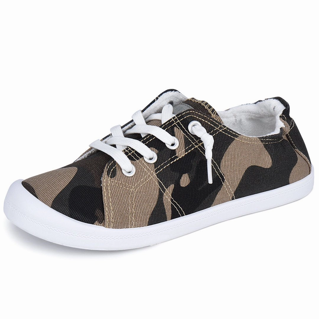 JENN ARDOR Women's Low Top Canvas Slip-On Sneakers - Comfortable Lace-Up Walking Flats Wide Width High Top Sneakers