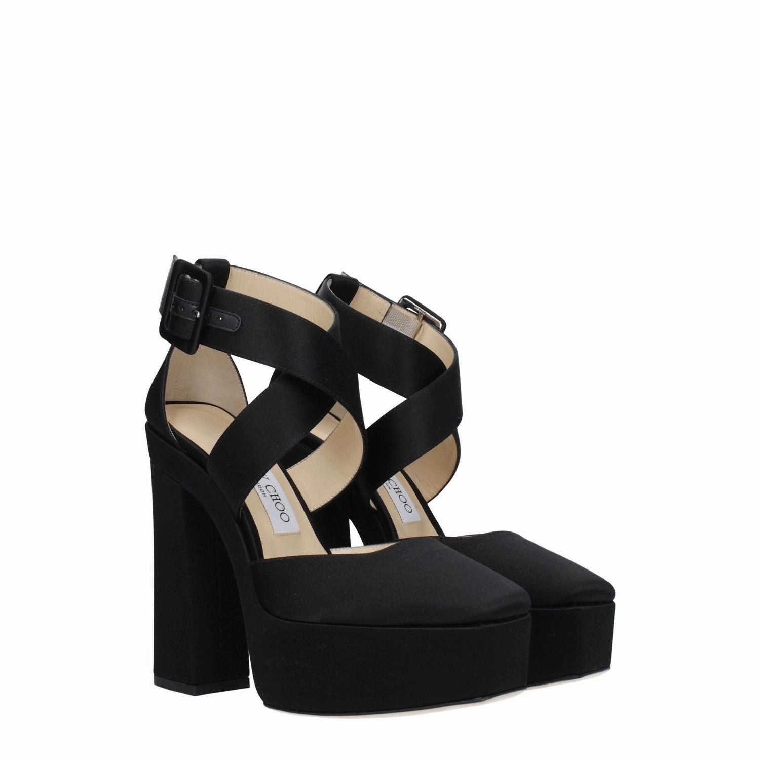 Sandals Regency La Toc Jimmy Choo Black Satin Platform Sandals
