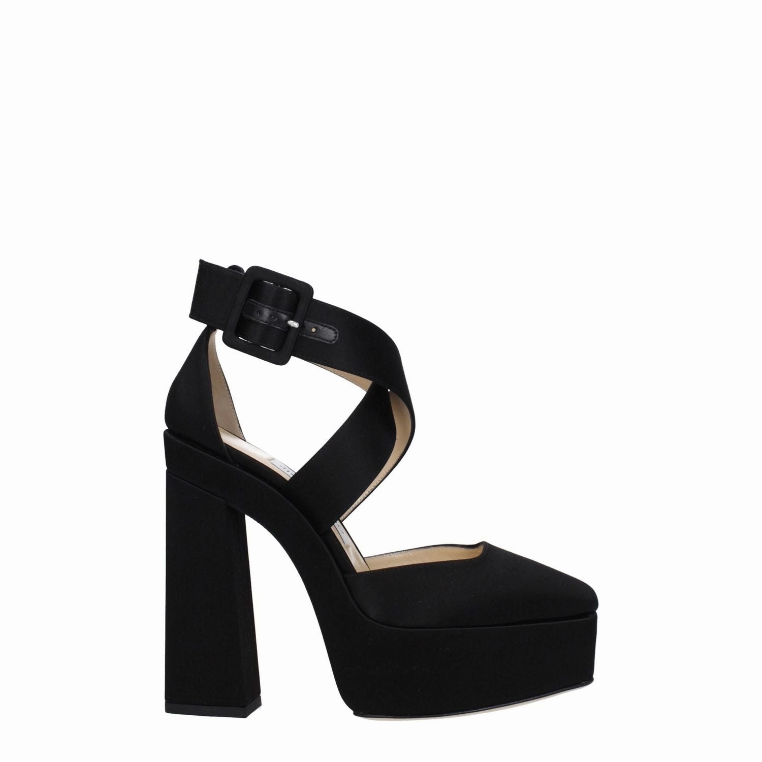 Jimmy Choo Black Satin Platform Sandals 5 Below Sandals