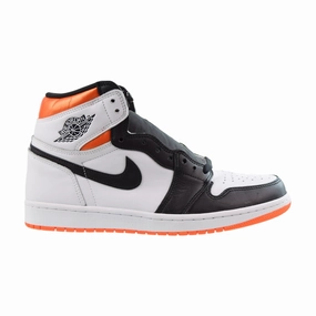 Jordan 1 Retro High Men's Shoes White-Electro Orange-Black Comfortable Casual Shoe
