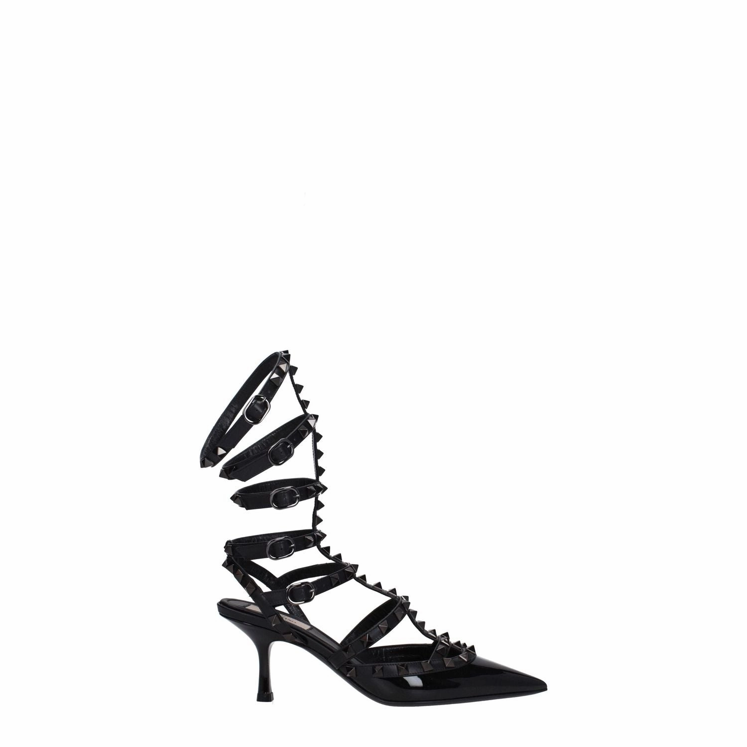 St Sandals Valentino Garavani Black Leather Stiletto Heel Sandals