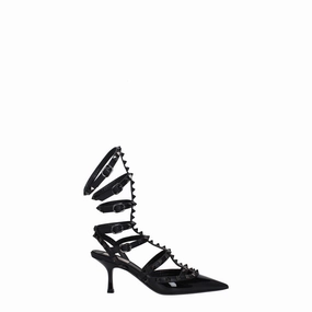 Valentino Garavani Black Leather Stiletto Heel Sandals Propet Sandals