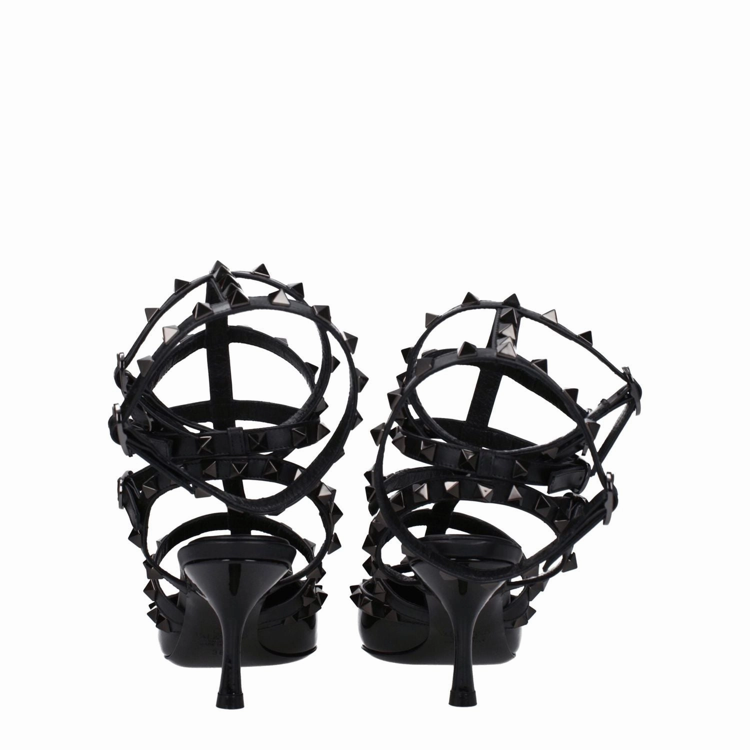 Valentino Garavani Black Leather Stiletto Heel Sandals Sandals Huaraches