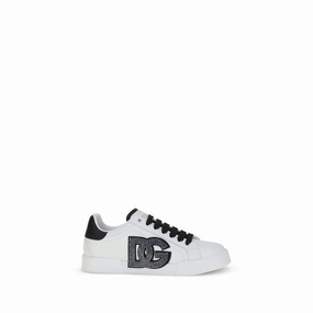 High Arch Sneakers Dolce & Gabbana White Calf Leather Bos Taurus Low Top Sneakers