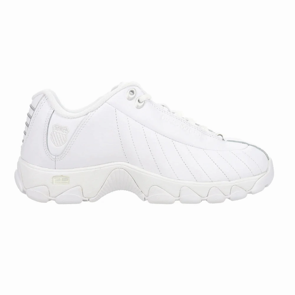 Skirt Sneakers K-Swiss Womens ST329 CMF Sneakers White/Silver | Leather Cushioned Comfort Tennis Shoes 93991-157