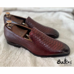 Louis Vuittion Loafers Pyhton Embossed Loafers Bordo