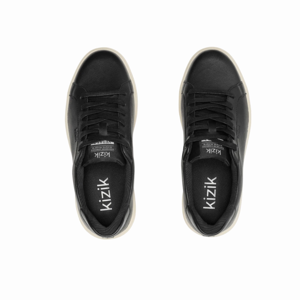 Kizik Womens Vegas 2  Hands-Free Leather Sneakers - Black Pristine End Sneakers