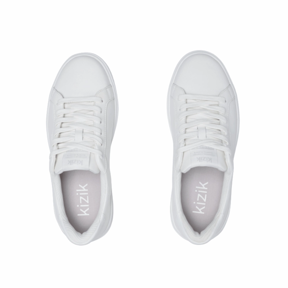 Kizik Womens Vegas 2  Hands-Free Leather Sneakers - Bright White Sneakers And White
