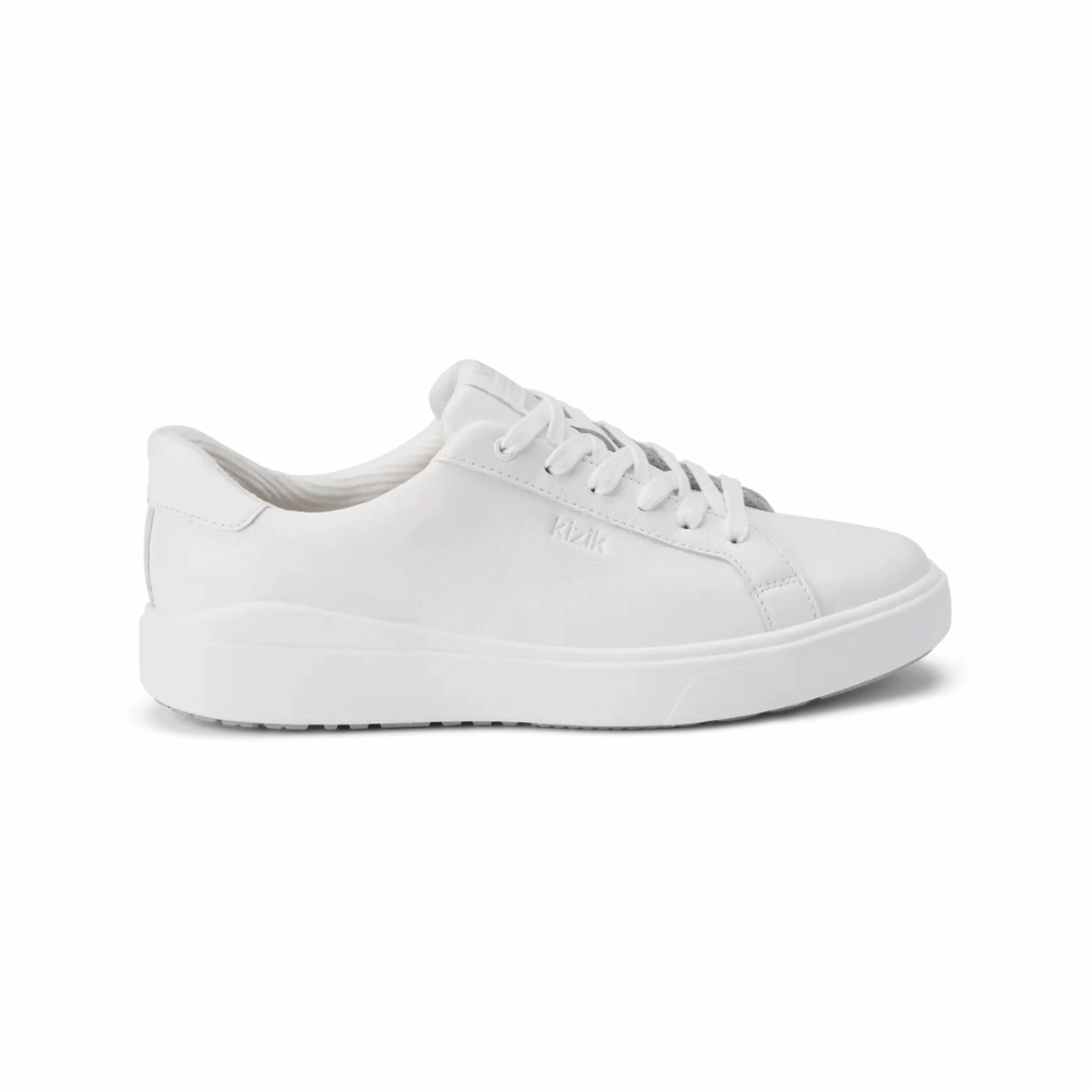 Kizik Womens Vegas 2  Hands-Free Leather Sneakers - Bright White Y2k Sneakers