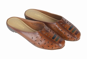 Ladies Leather Flat Mules Cut 999554 Barefoot Flat Shoes