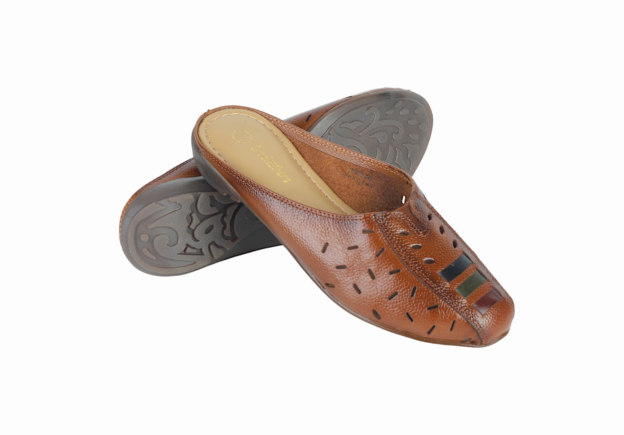 Ladies Leather Flat Mules Cut 999554 Flat Shoes And Back Pain