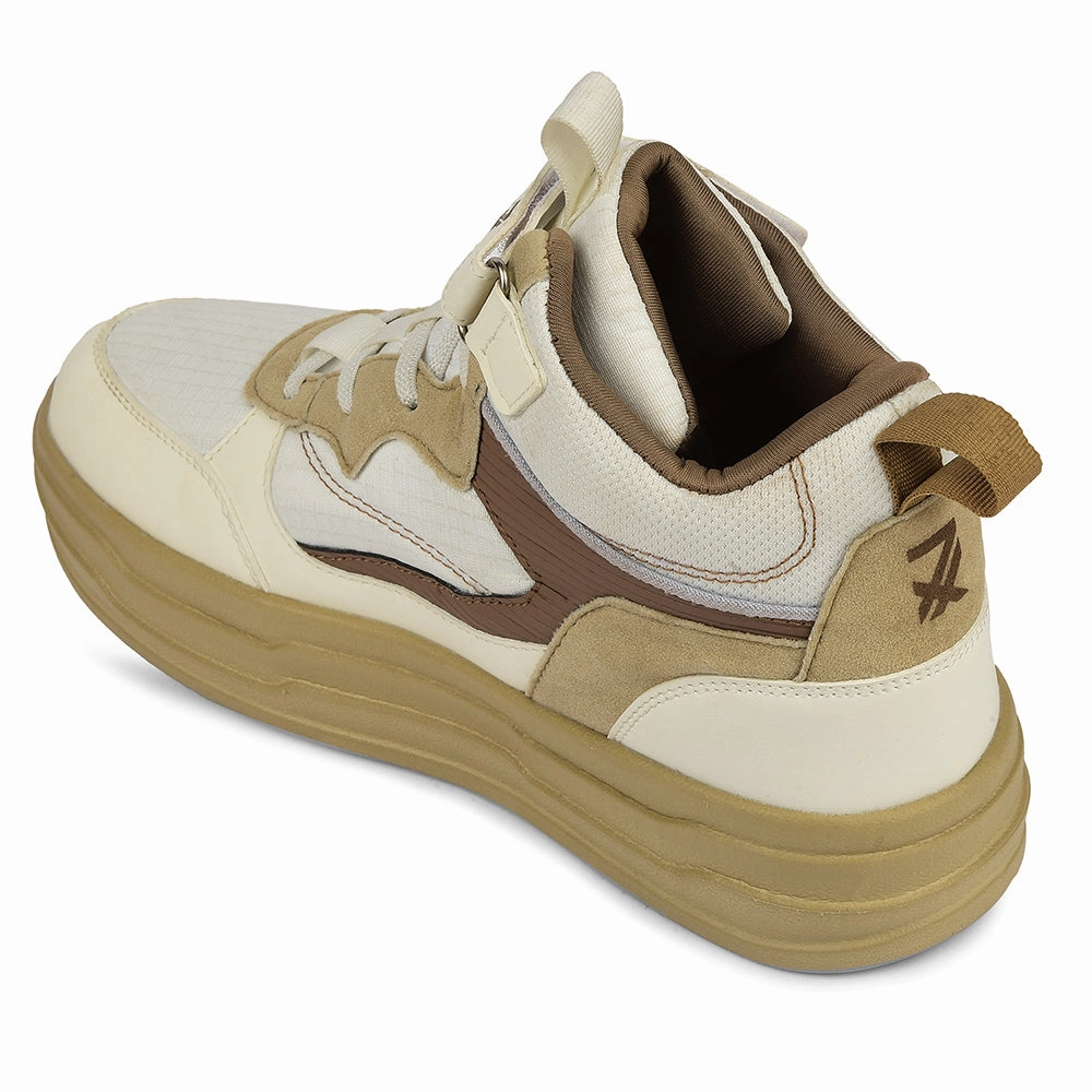 Led Light Sneakers Leap7x Beige Sporty Casual Lacing Sneakers For Women STYLO-10 By Liberty