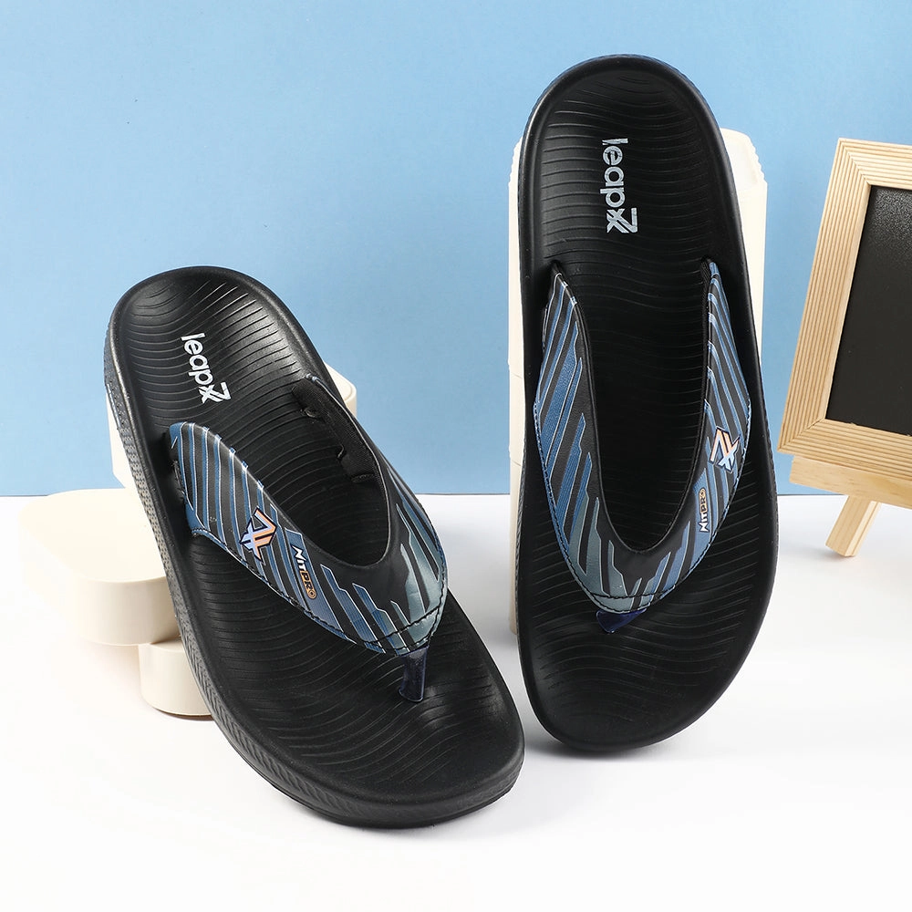 Babushka Slippers Leap7x Black Casual Flip Flop For Men NITWALK-1 By Liberty