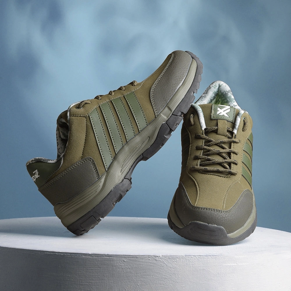 Casual Heel Shoes Leap7x Casual Olive Green Lacing Trekking Shoes For Mens COLUMBIA6E By Liberty