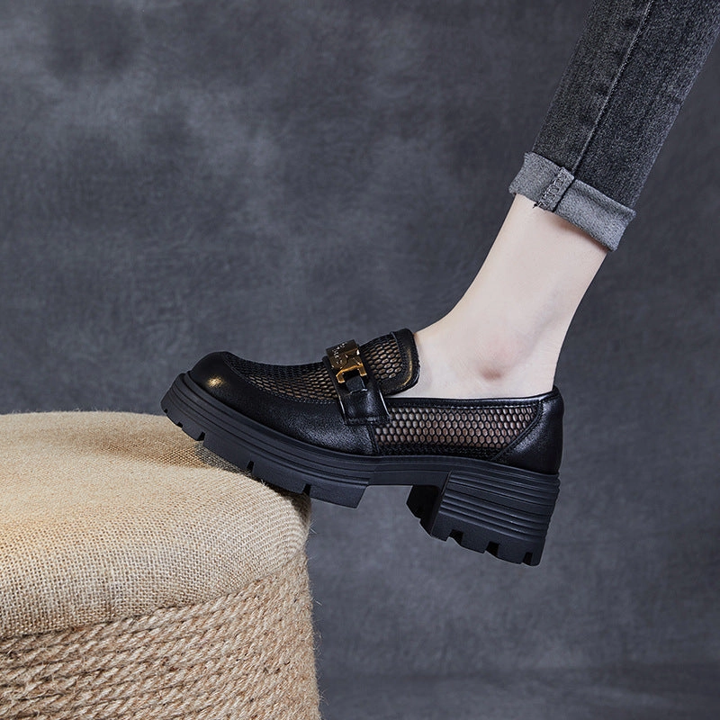 Weejuns Bass Loafers Chunky Mesh Loafers with Gold Chain Accent