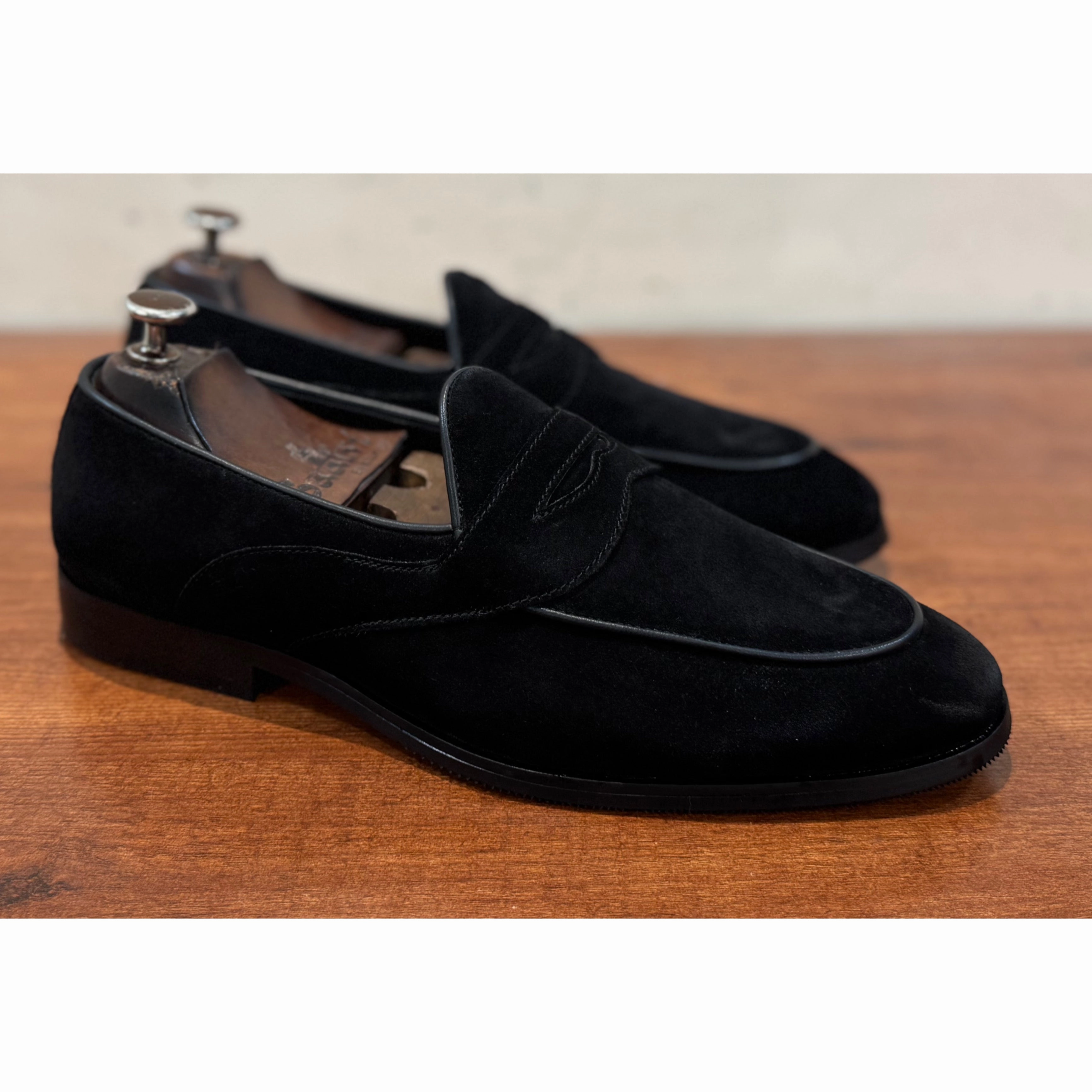 T Strap Loafers Full Saddle Penny Loafers Black
