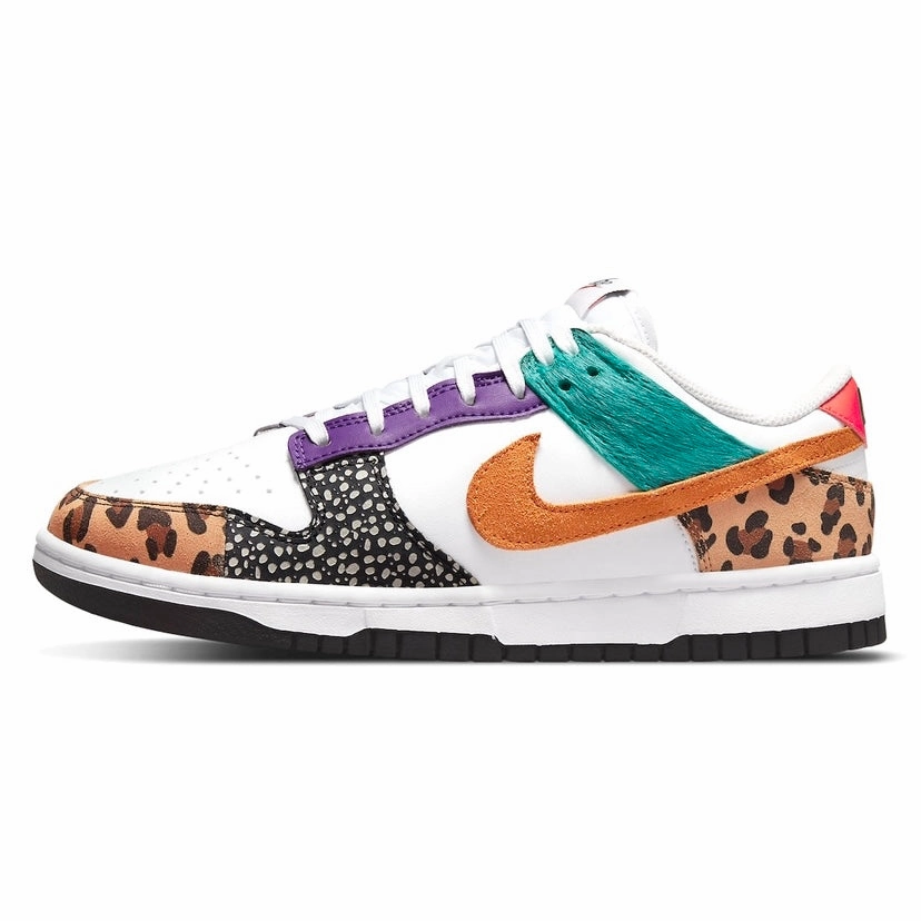 Women's Dunk Low SE Safari Animal Print White Light Curry Washed Teal Haikyuu Shoes Asics
