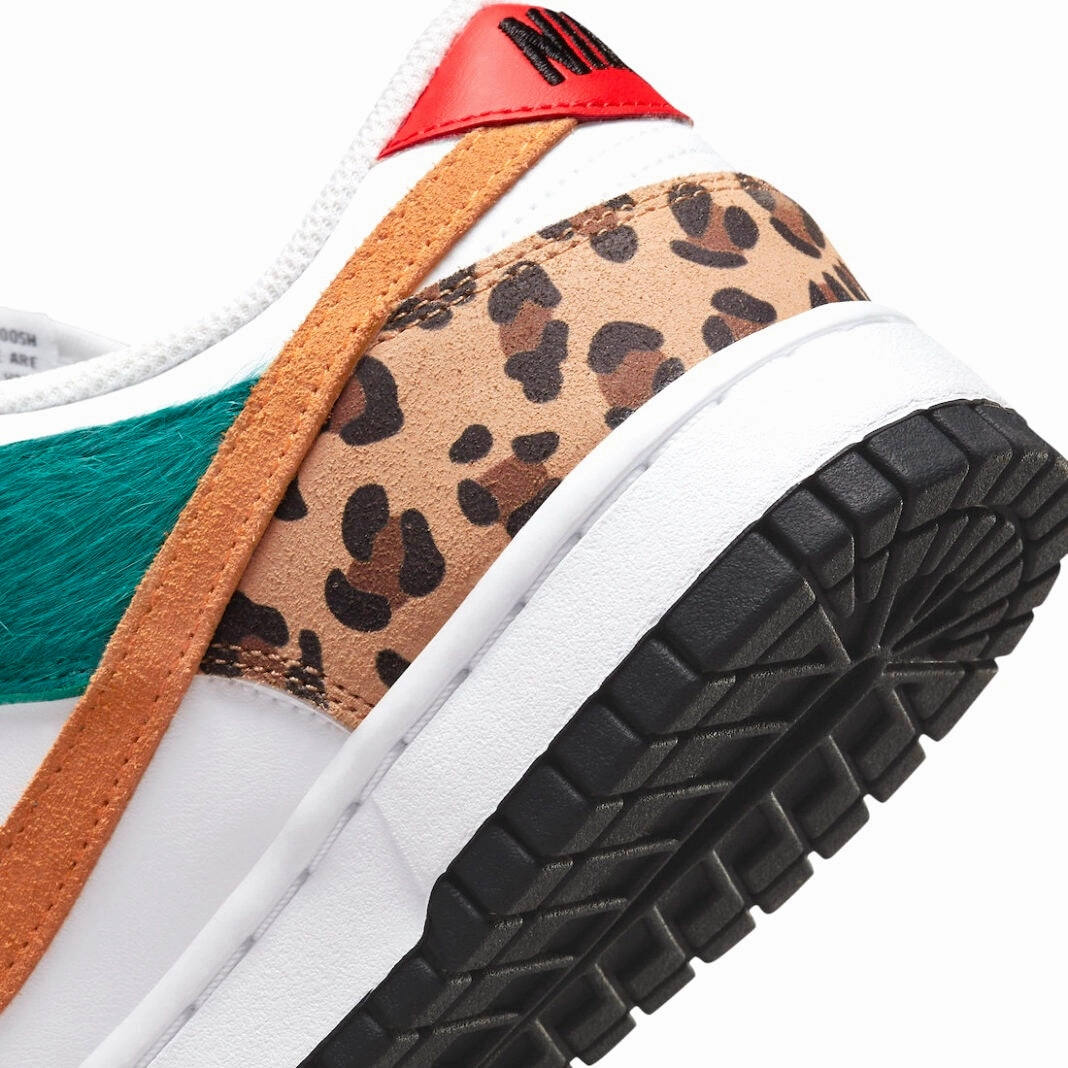 Women's Dunk Low SE Safari Animal Print White Light Curry Washed Teal Dhoni Asics Shoes