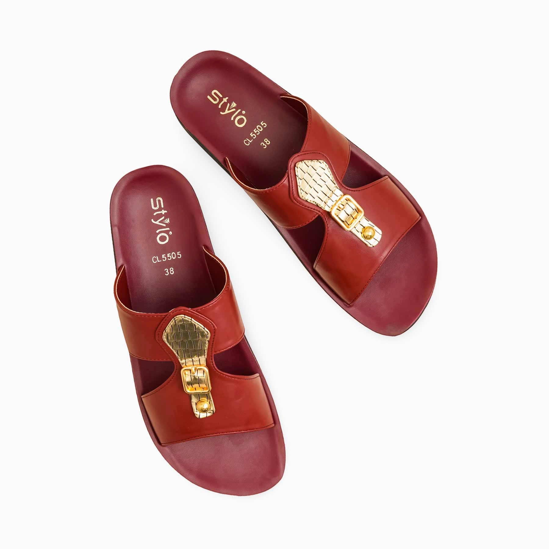40s Flat Shoes Maroon Casual Softy CL5505