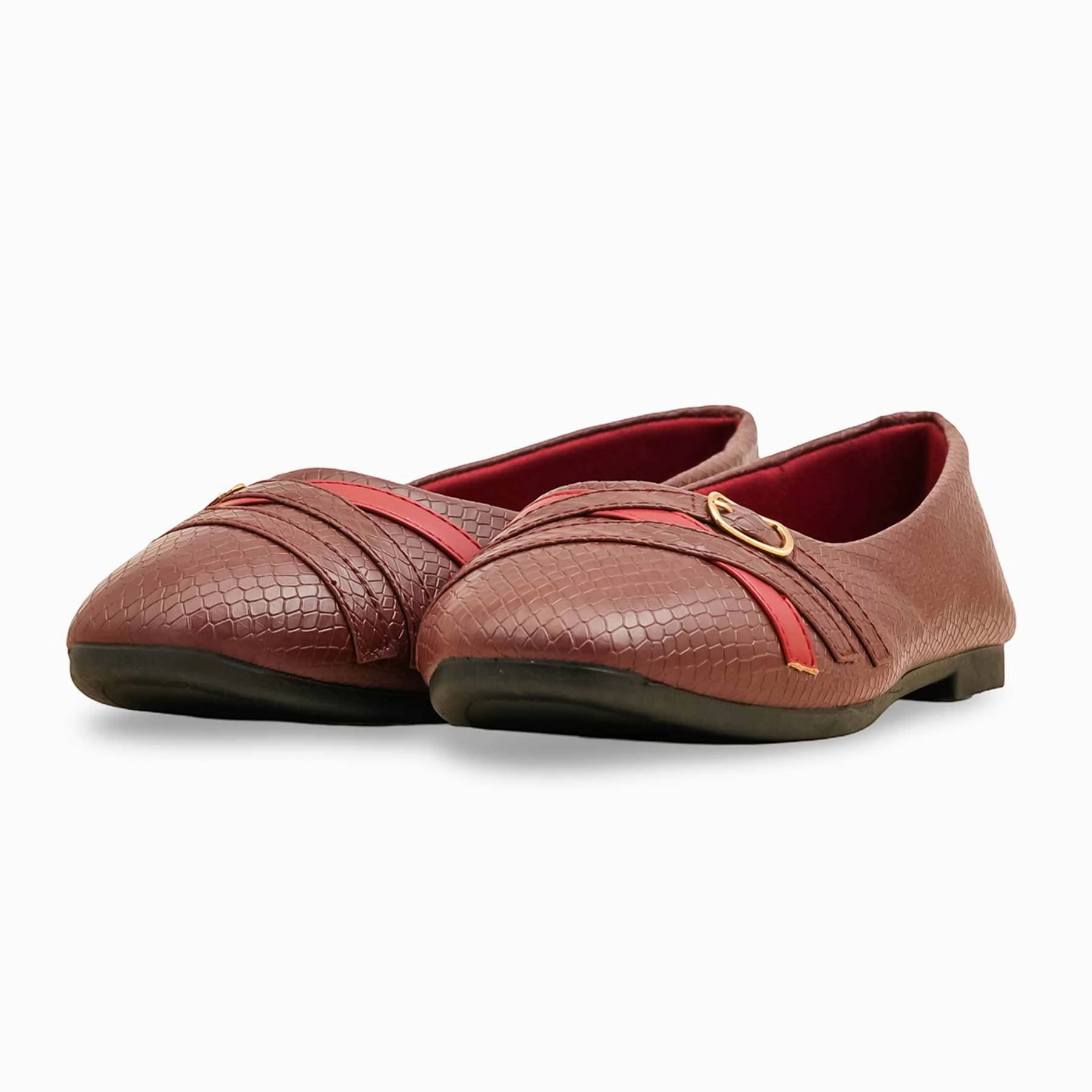 Maroon Pumps For Ladies WN1364 Flat Shoes Jelly