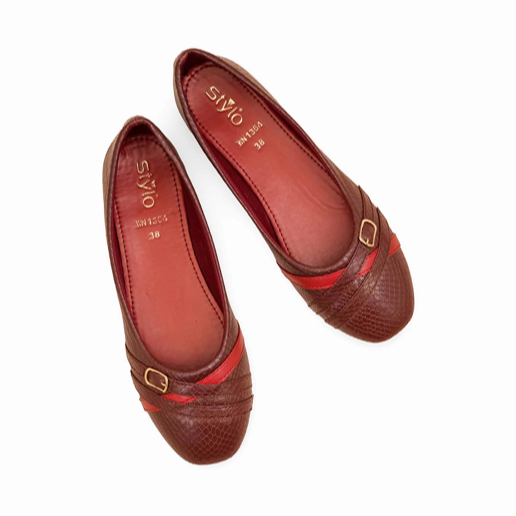 Shoes For Overpronation Flat Feet Maroon Pumps For Ladies WN1364