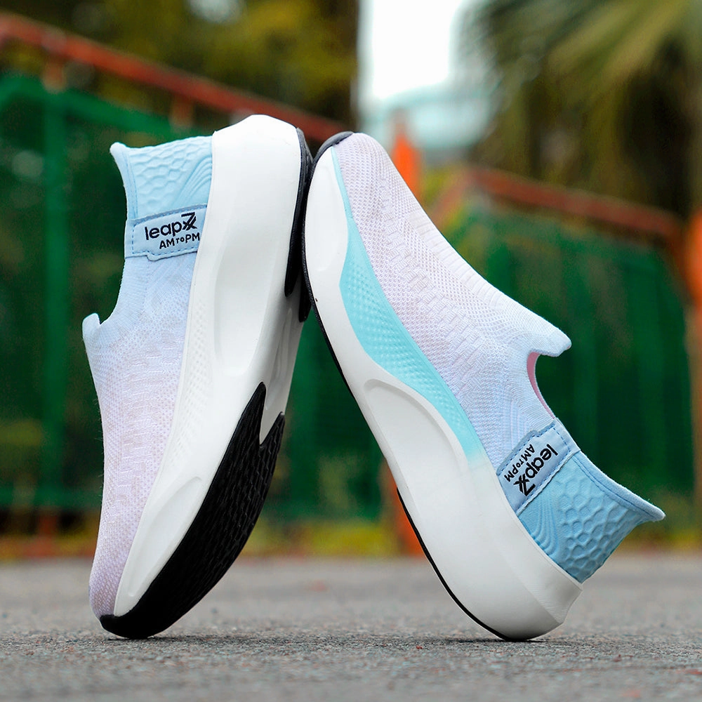 Best Daily Trainer Running Shoes 2024 Leap7x Sports Sky Blue Walking Shoes For Women EAZYGO-5L By Liberty