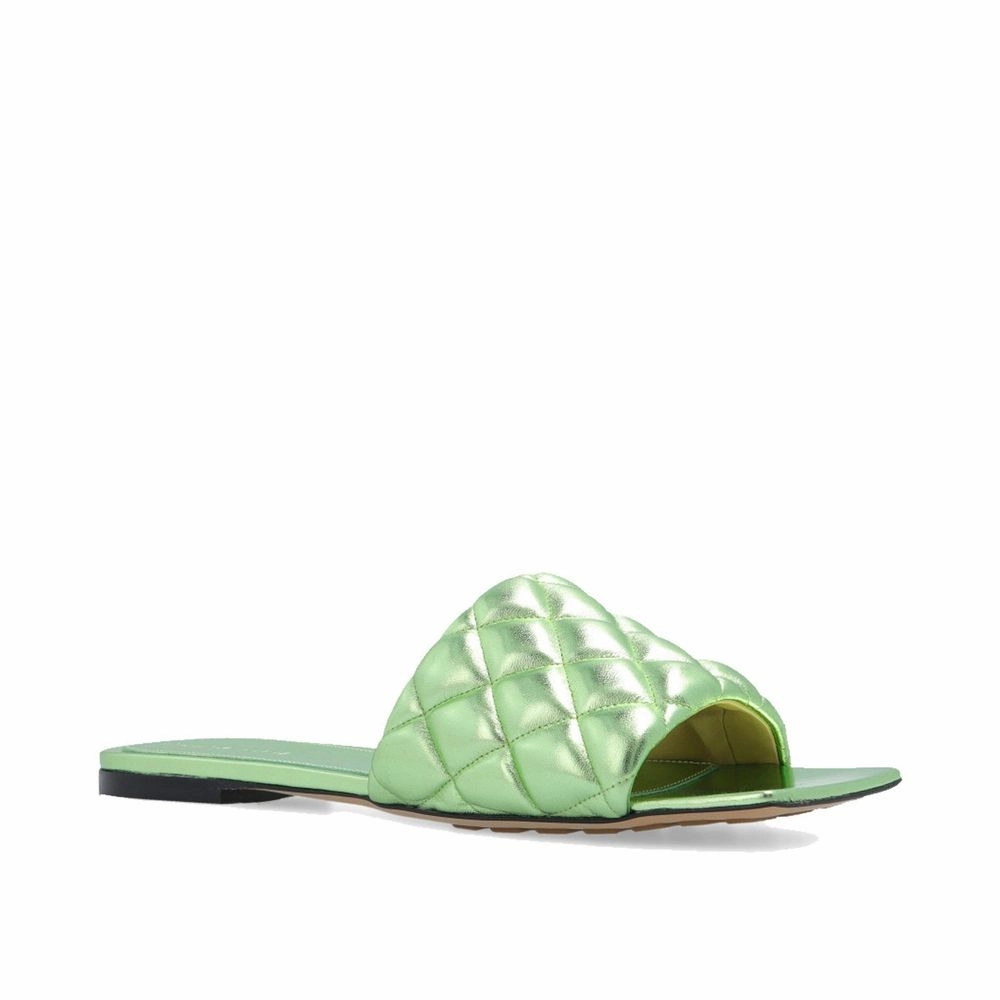 Bottega Veneta Green Calfskin Sandals Hotel Sandals Barbados