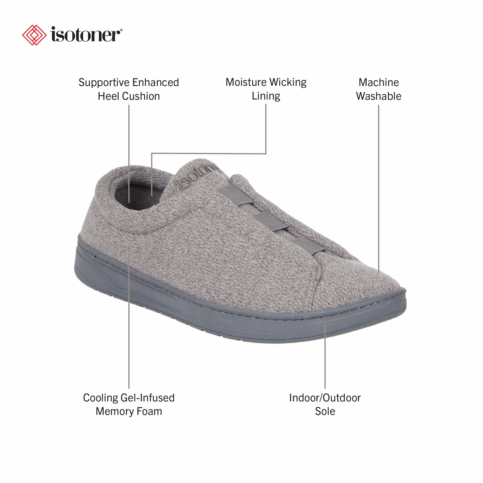 Slippers Hot Weather Men's Heathered Knit Brady Sneaker-Style Slipper