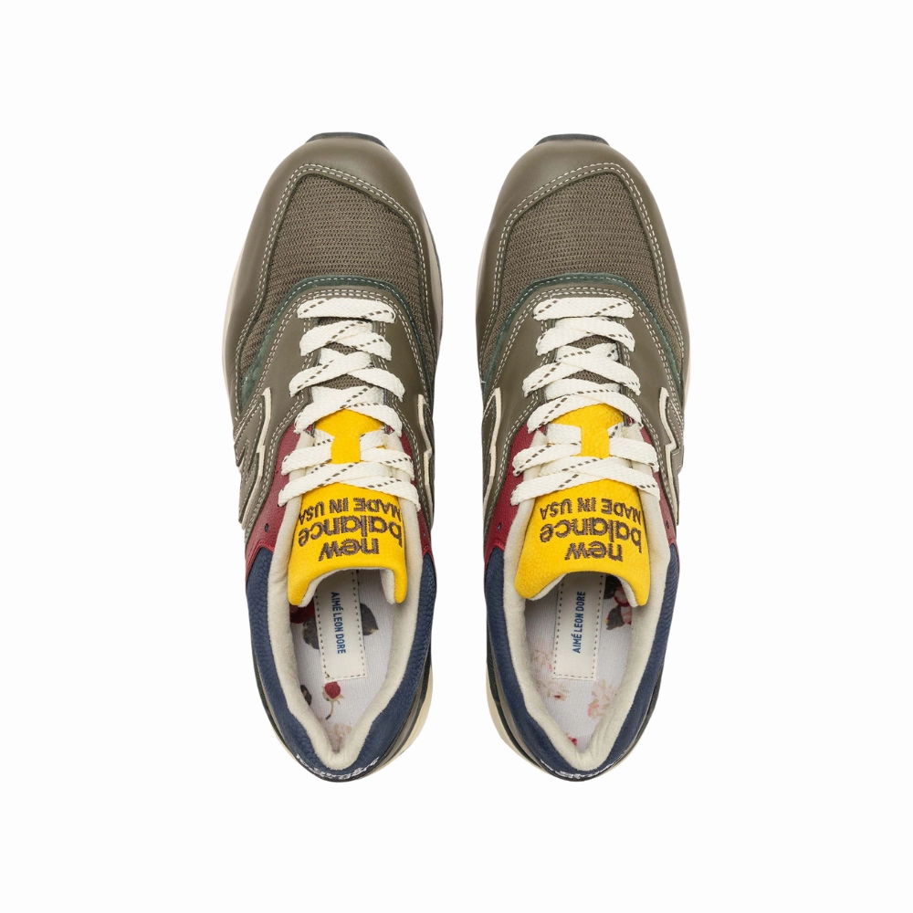 New Balance 997 MiUSA Aime Leon Dore Dark Moss Angroa Burgundy And Grey New Balance
