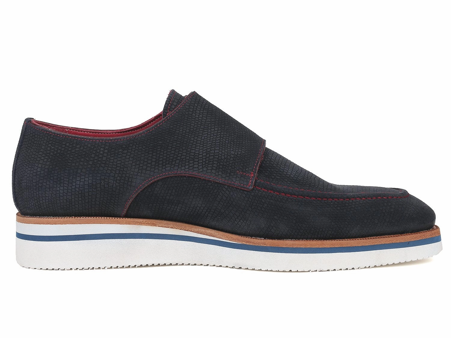 Casual Shoes To Wear With Wide Leg Pants Paul Parkman Men's Smart Casual Monkstrap Shoes Navy Suede (ID#189-NVY-SD)